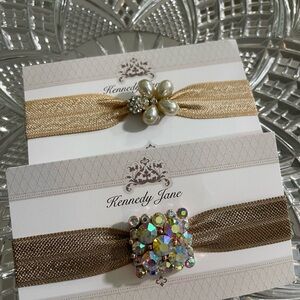 Jeweled hair tie and bracelet embellished with Crystal and pearls. (2)